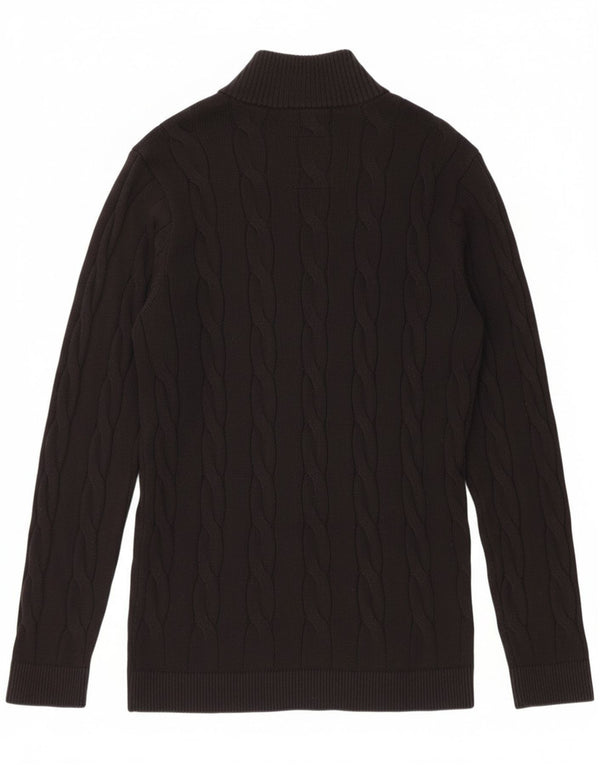 Hollister Mens Zip Neck Jumper Sweater Large Black Cotton