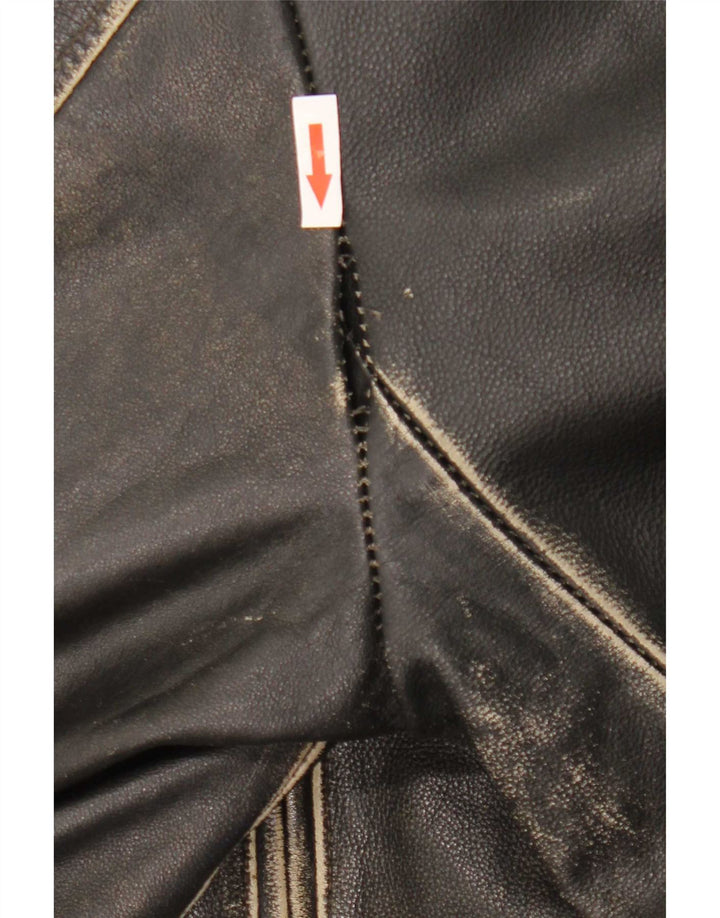 Vintage Mens Leather Jacket IT 54 2XL Black