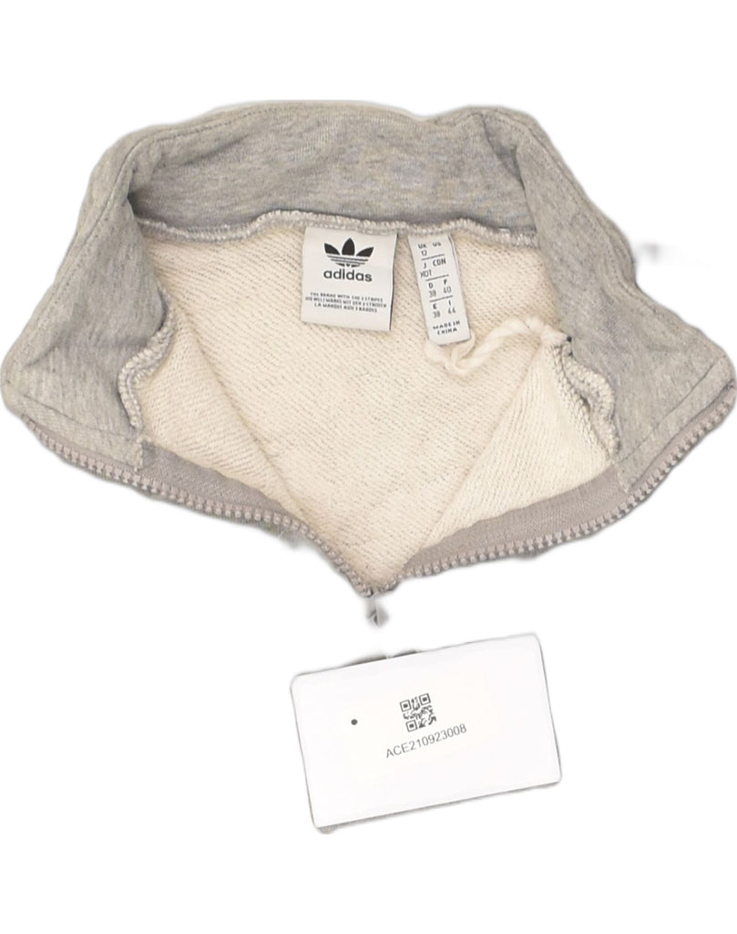 ADIDAS Womens Crop Zip Neck Sweatshirt Jumper UK 12 Medium  Grey Cotton | Vintage Adidas | Thrift | Second-Hand Adidas | Used Clothing | Messina Hembry 