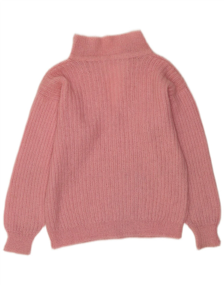 Vintage Womens Turtle Neck Jumper Sweater UK 14 Large Pink