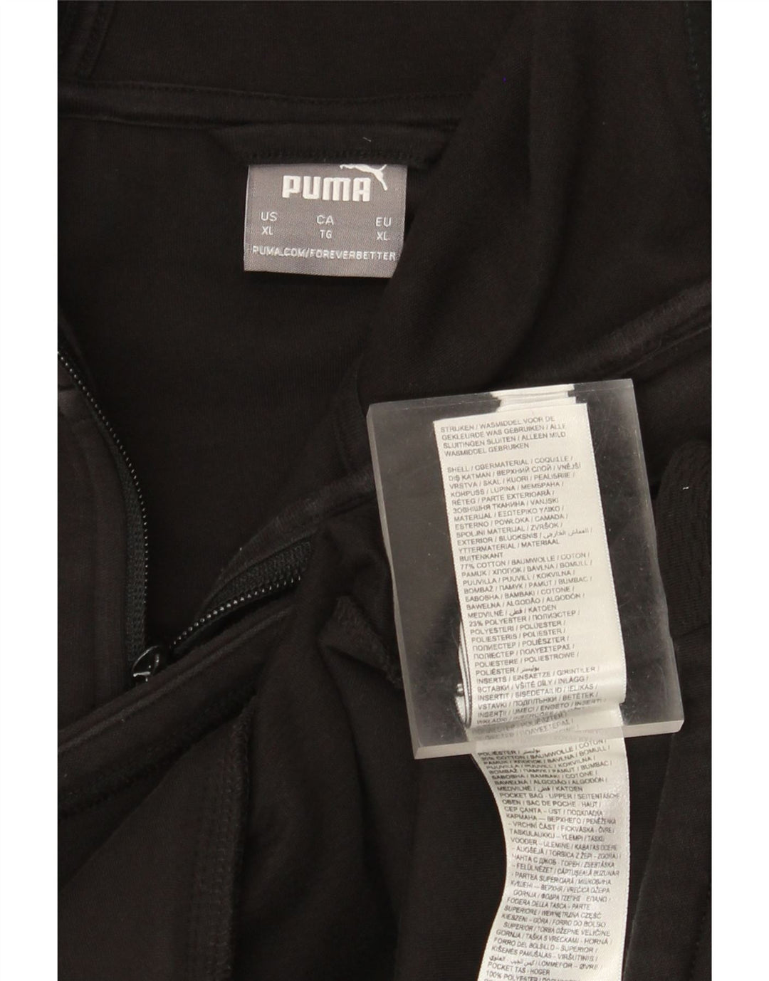 Puma Mens Zip Hoodie Sweater XL Black Cotton