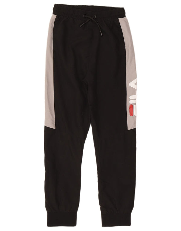 Fila Boys Graphic Tracksuit Trousers Joggers 10-11 Years Black Colourblock