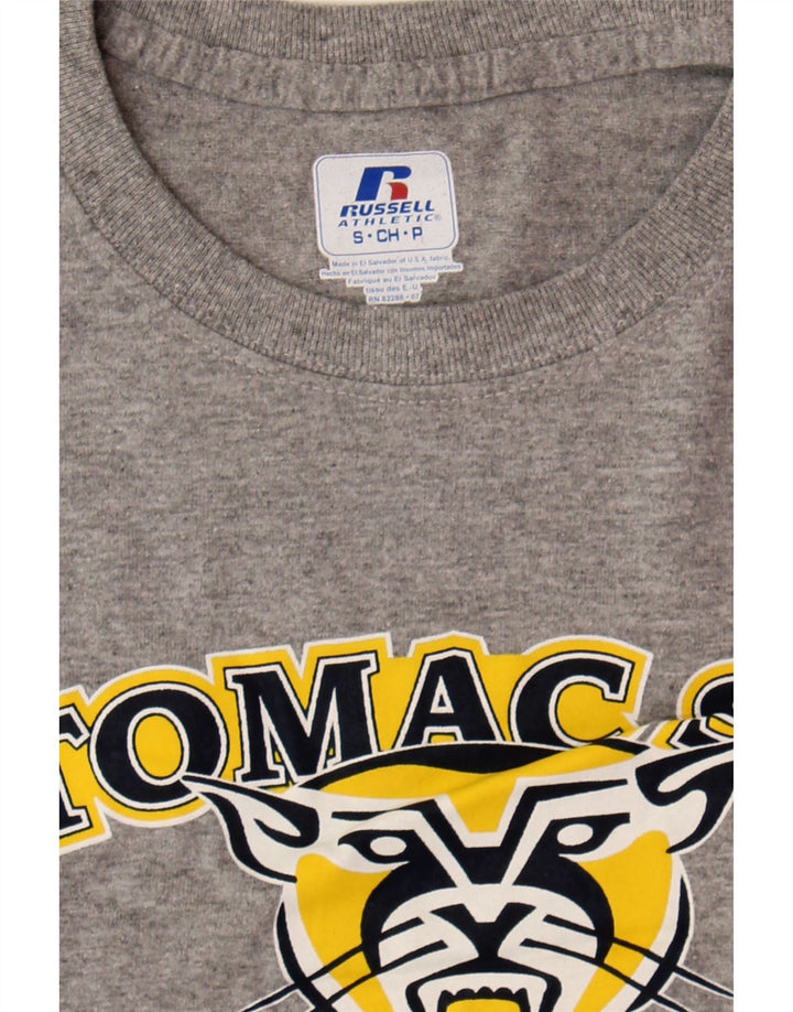RUSSELL ATHLETIC Mens Potomac State Graphic T-Shirt Top Small Grey Vintage Russell Athletic and Second-Hand Russell Athletic from Messina Hembry 
