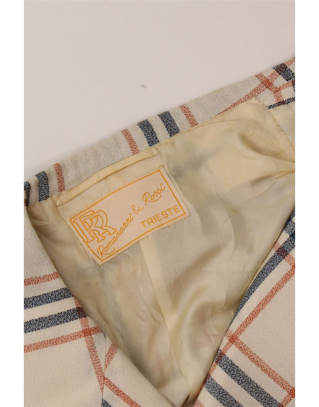 Vintage Mens 2 Button Blazer Jacket UK 38 Medium Off White Check