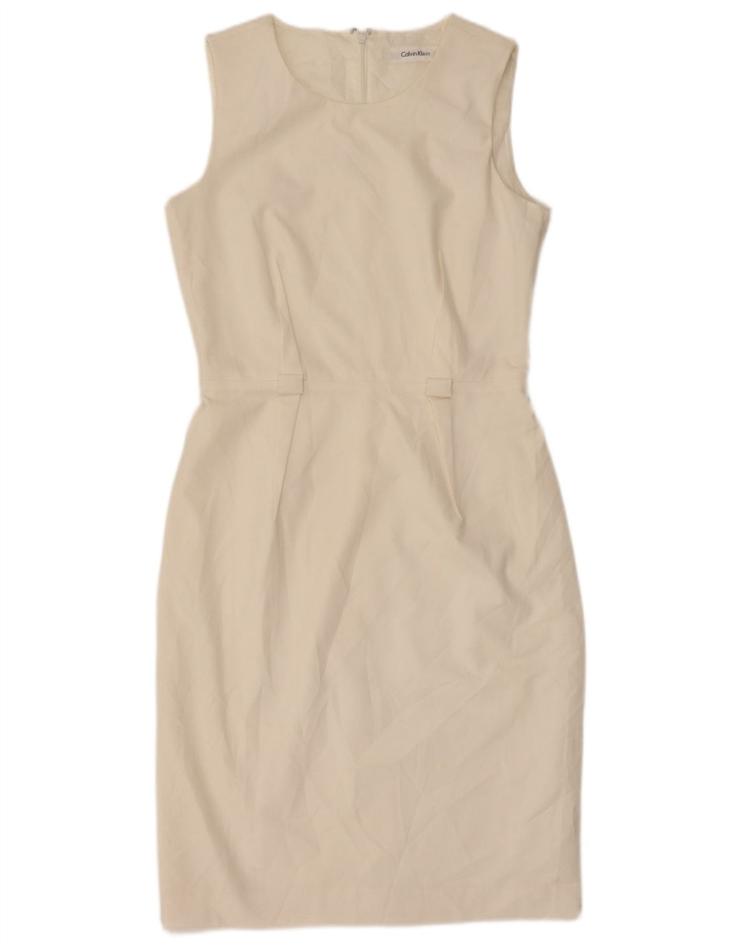 Calvin Klein Womens Sleeveless Sheath Dress US 4 Small Off White