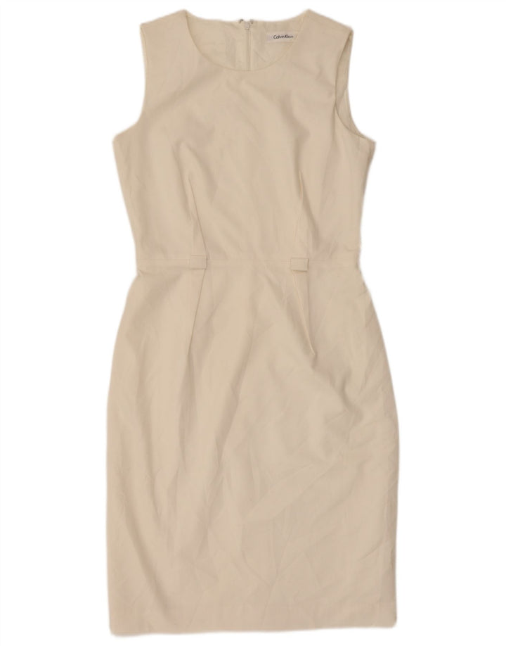 Calvin Klein Womens Sleeveless Sheath Dress US 4 Small Off White