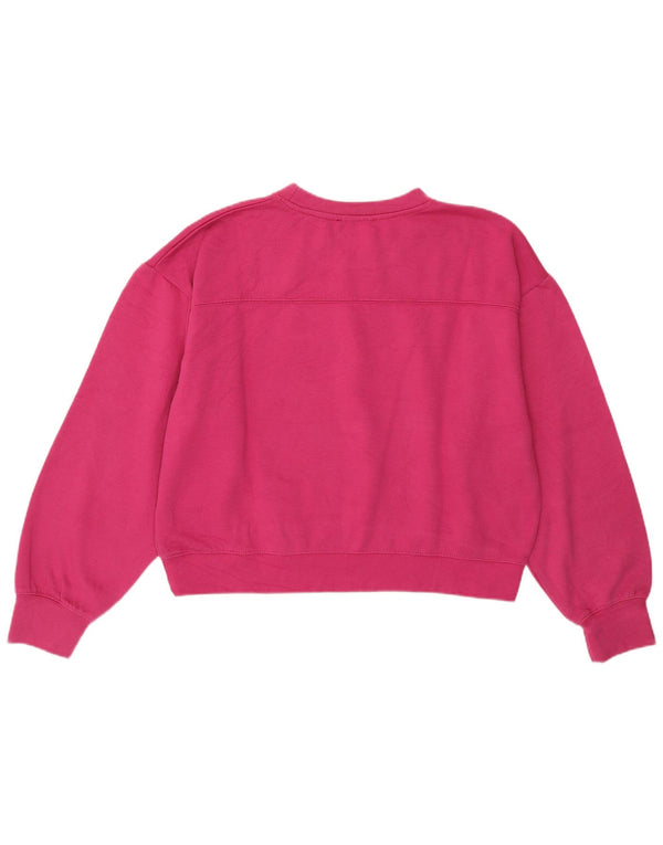 Zara Womens Loose Fit Crop Sweatshirt Jumper UK 14 Large Pink