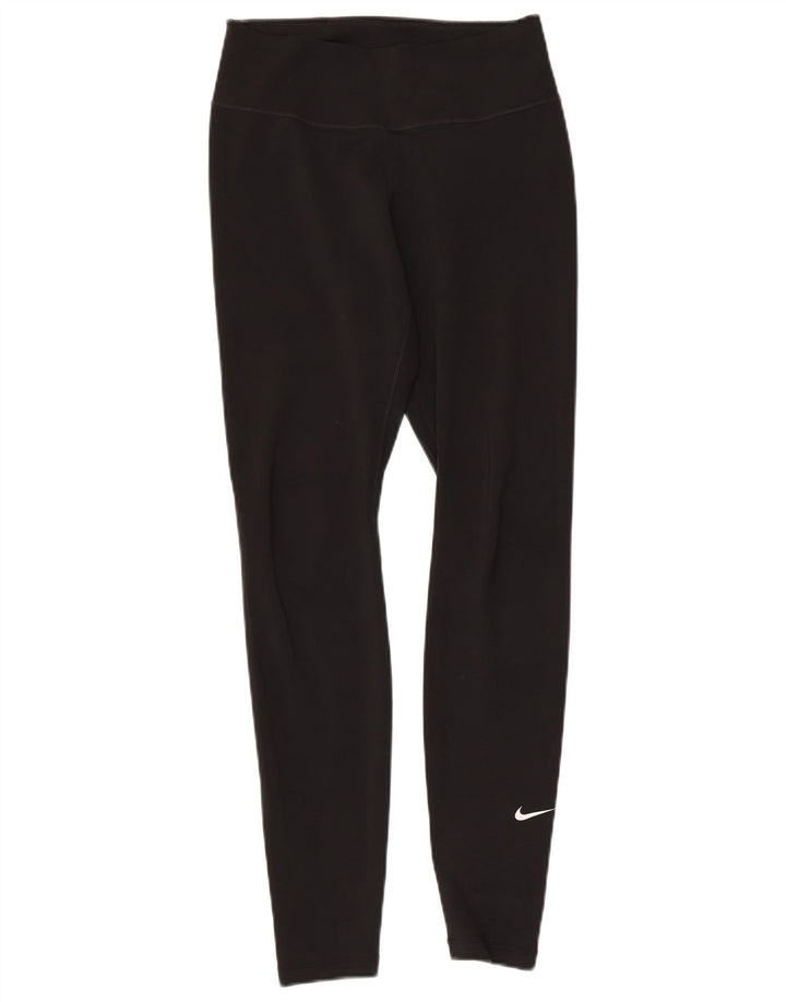 NIKE Womens Dri Fit Leggings UK 10 Small  Black Polyester