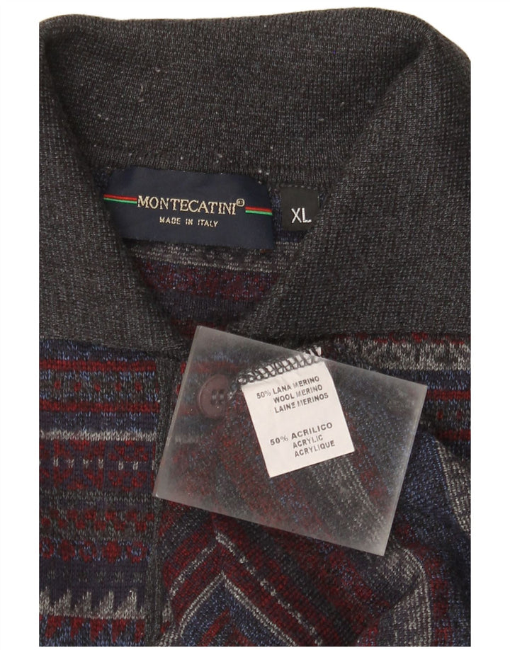 Montecatini Mens Polo Neck Jumper Sweater XL Multicoloured Striped Wool