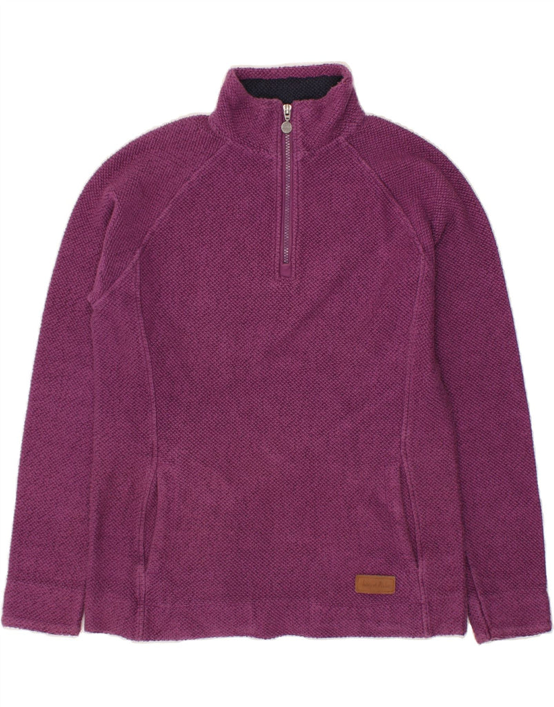 WEIRD FISH Womens Zip Neck Sweatshirt Jumper UK 12 Medium  Burgundy Cotton | Vintage Weird Fish | Thrift | Second-Hand Weird Fish | Used Clothing | Messina Hembry 