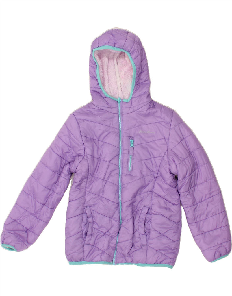 EDDIE BAUER Girls Hooded Padded Jacket 10-11 Years Medium Purple Vintage Eddie Bauer and Second-Hand Eddie Bauer from Messina Hembry 