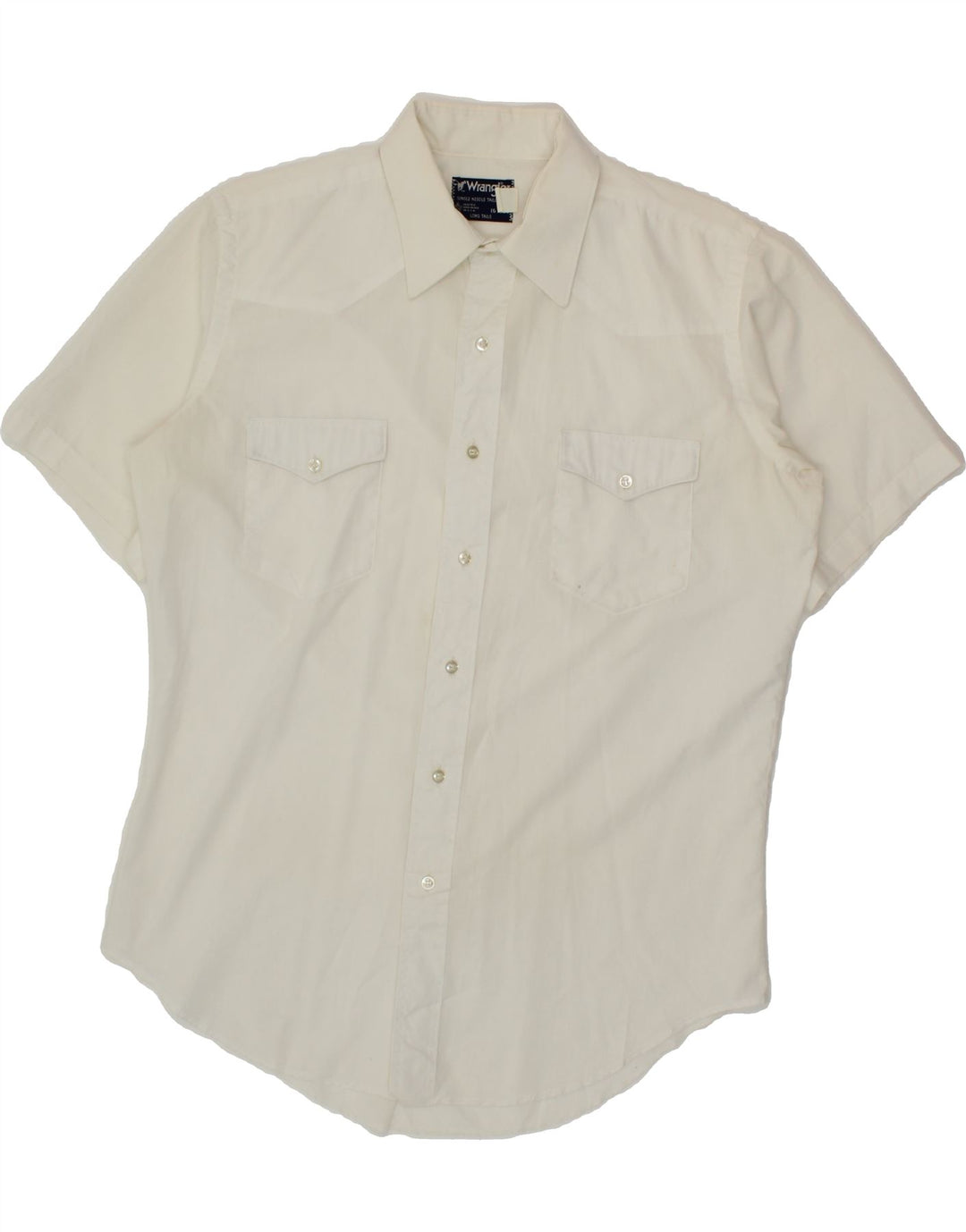 WRANGLER Mens Short Sleeve Shirt Size 16 Large White Cotton