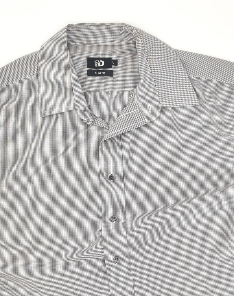 DACK'S Mens Slim Fit Shirt Large Grey Gingham Cotton | Vintage Dack's | Thrift | Second-Hand Dack's | Used Clothing | Messina Hembry 