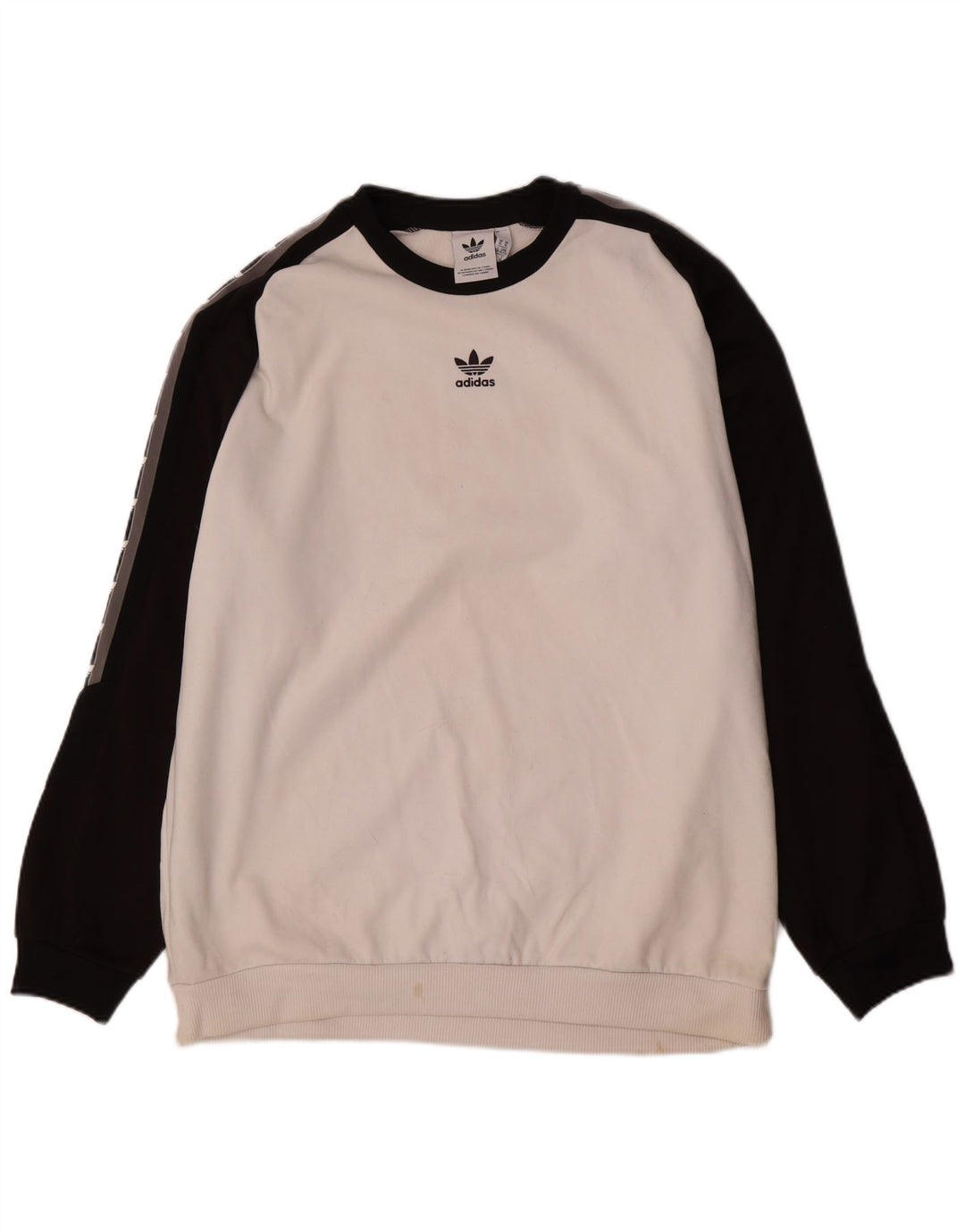 Adidas Mens Sweatshirt Jumper XL White Colourblock Polyester