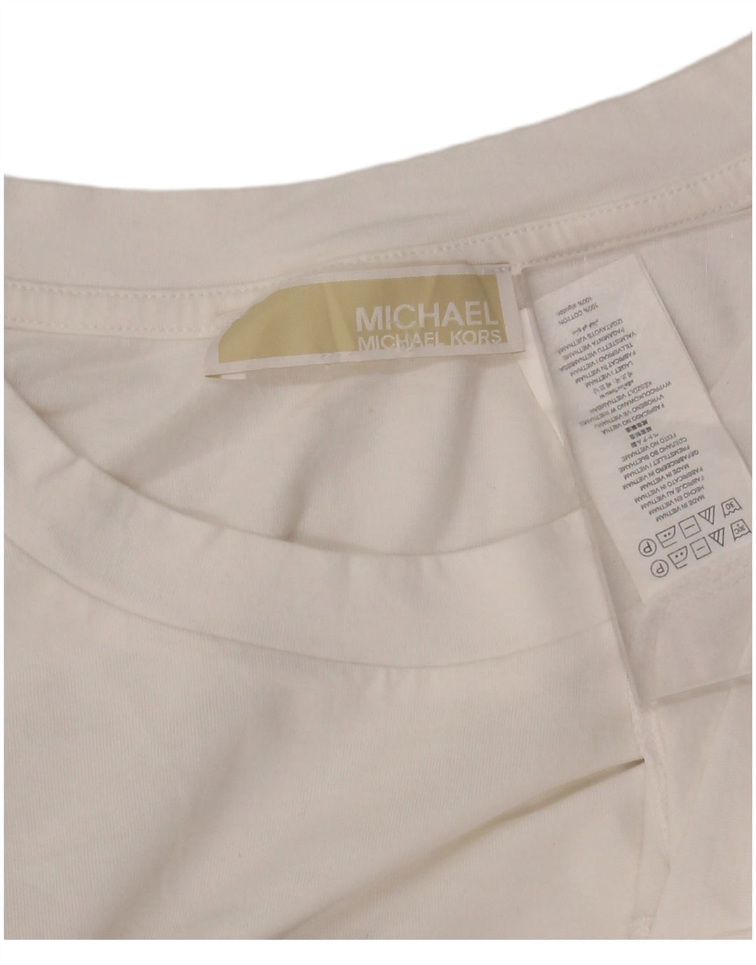 MICHAEL KORS Mens Graphic T-Shirt Top XL White Cotton