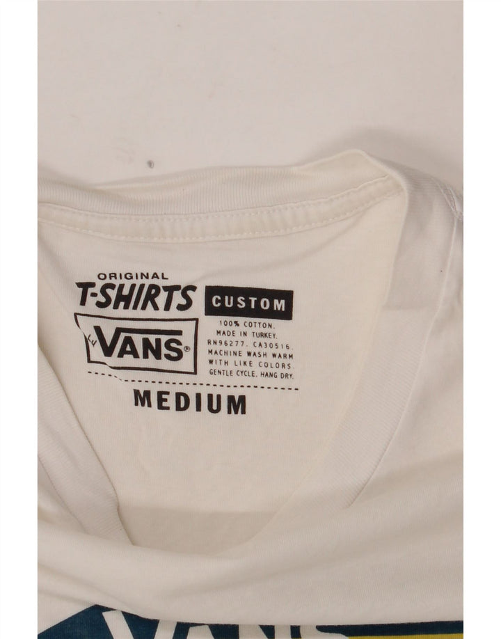 VANS Mens Custom Fit Graphic T-Shirt Top Medium White Cotton