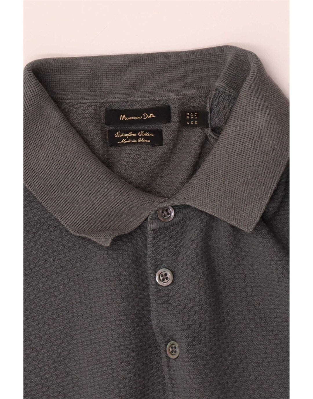 Massimo Dutti Mens Polo Shirt Medium Grey Cotton
