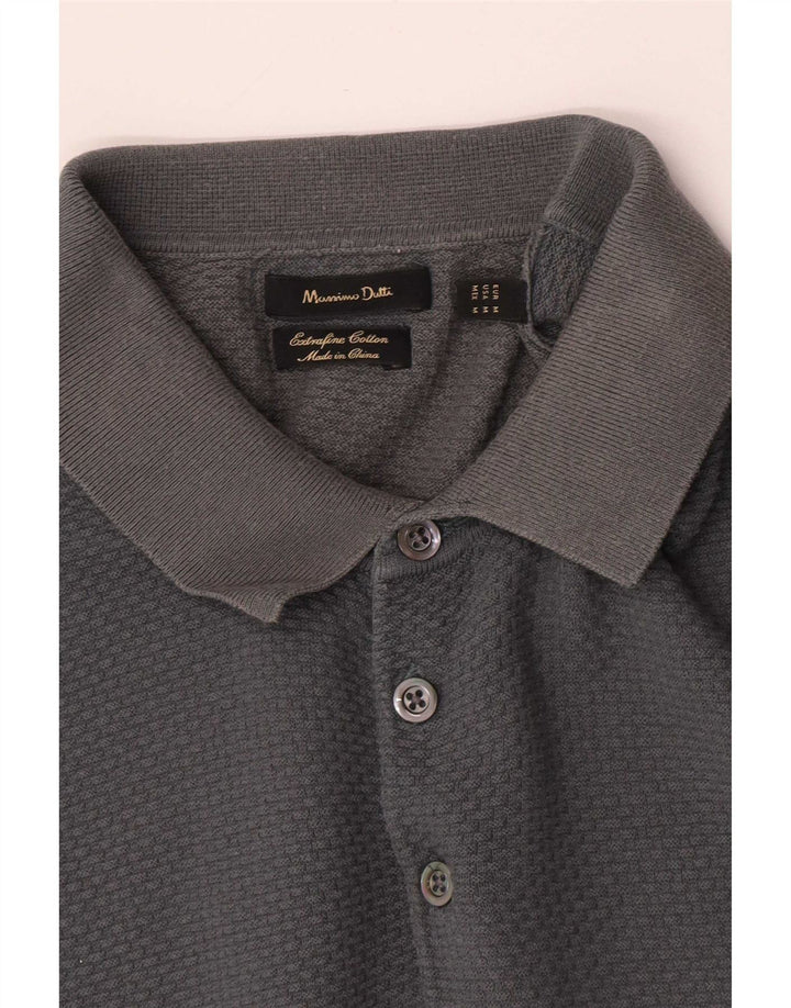 Massimo Dutti Mens Polo Shirt Medium Grey Cotton
