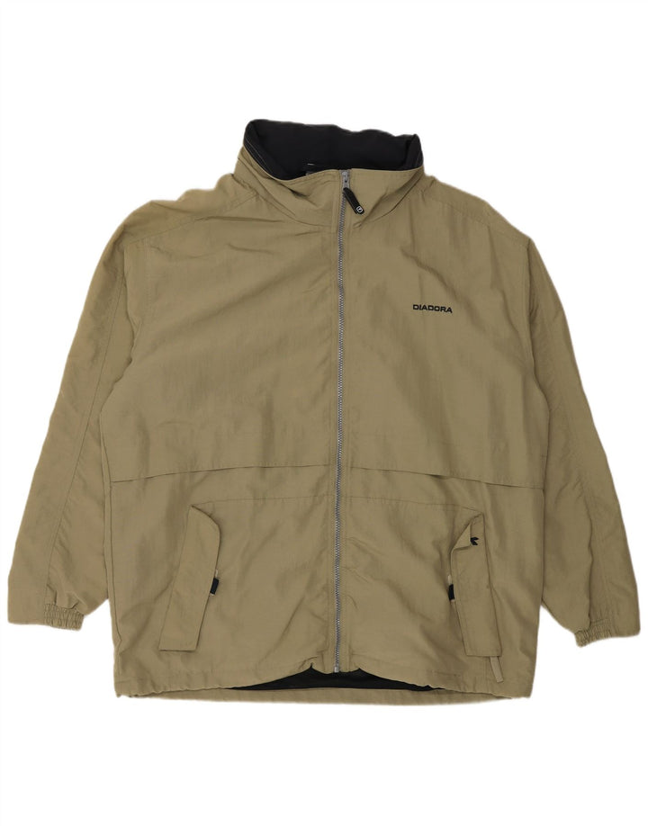 Diadora Mens Loose Fit Hooded Rain Jacket UK 38 Medium Beige Polyamide