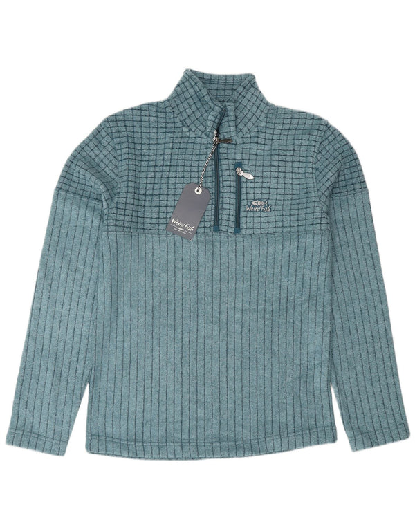 Weird Fish Mens Zip Neck Sweatshirt Jumper Small Blue Polyester