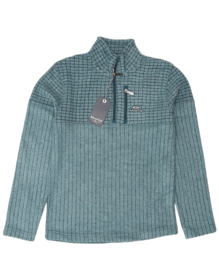 Weird Fish Mens Zip Neck Sweatshirt Jumper Small Blue Polyester