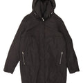 MANGO Womens Hooded Padded Coat UK 14 Medium Black Polyester