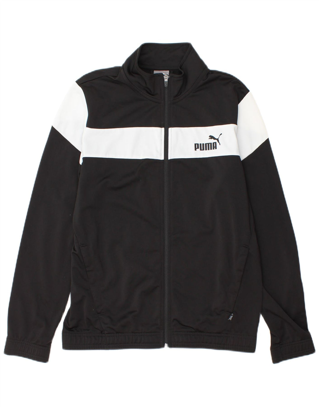 PUMA Mens Tracksuit Top Jacket Small Black Colourblock Polyester