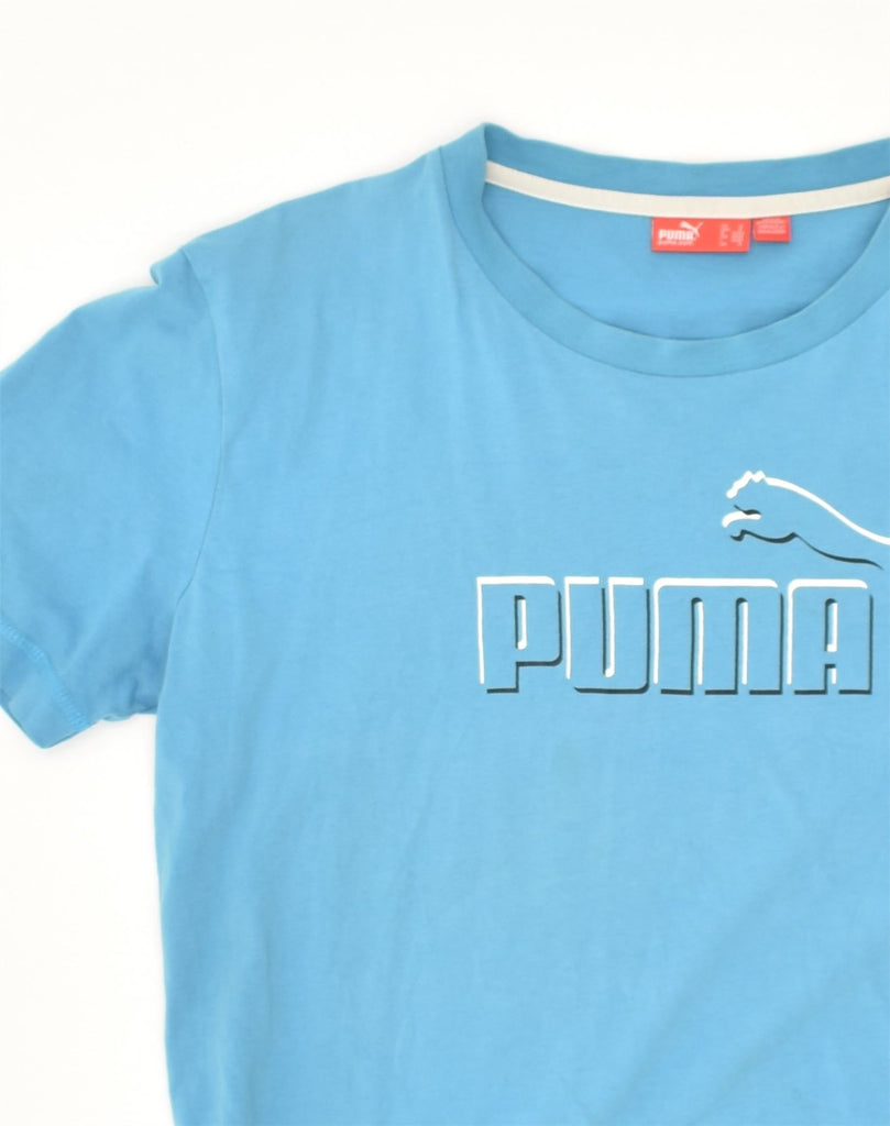 PUMA Mens Graphic T-Shirt Top Small Blue Cotton | Vintage Puma | Thrift | Second-Hand Puma | Used Clothing | Messina Hembry 