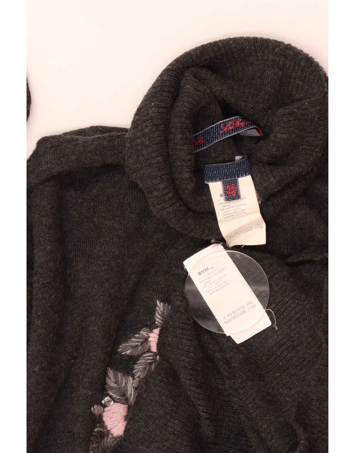 Les Copains Womens Graphic Roll Neck Jumper Sweater IT 46 Large Grey Floral