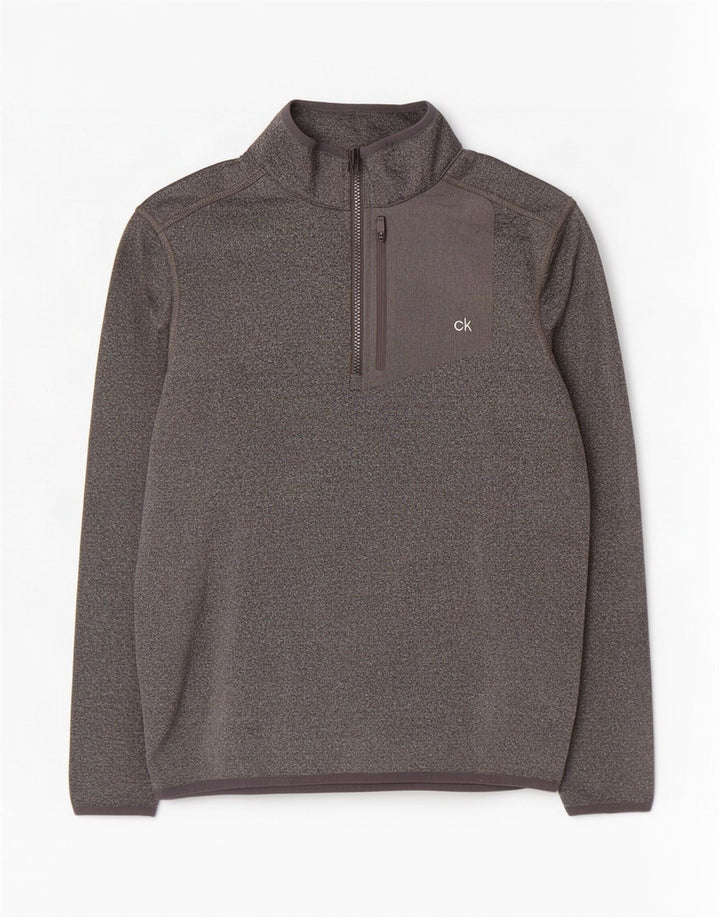 Calvin Klein Mens Golf Zip Neck Pullover Tracksuit Top Small Grey Flecked
