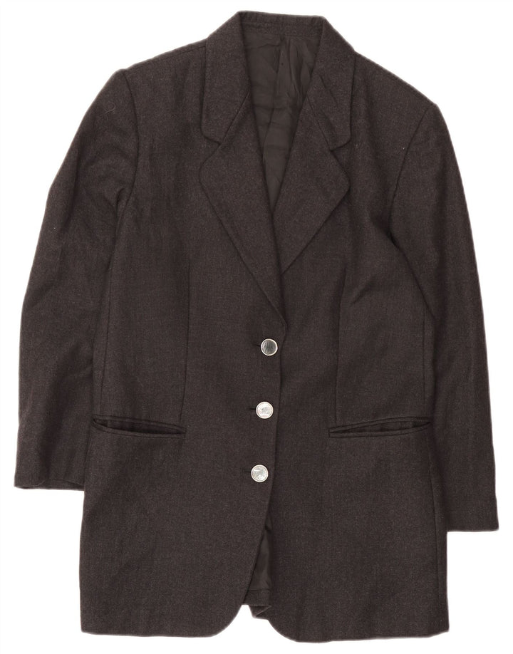 Vintage Womens Longline 3 Button Blazer Jacket UK 14 Medium Grey