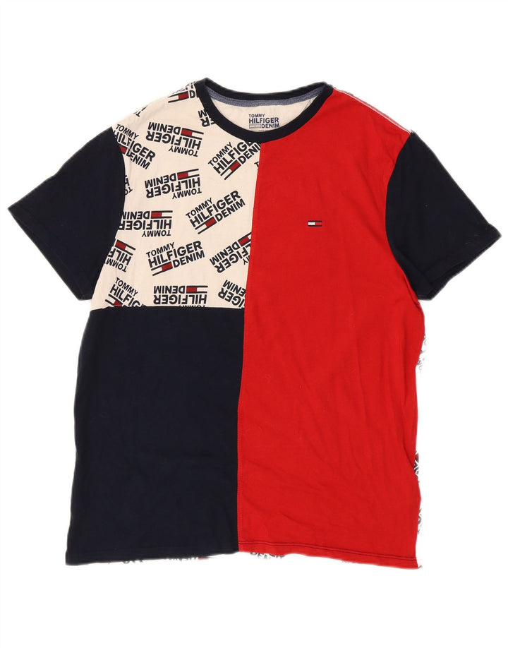 Tommy Hilfiger Mens Graphic T-Shirt Top Small Multicoloured Colourblock