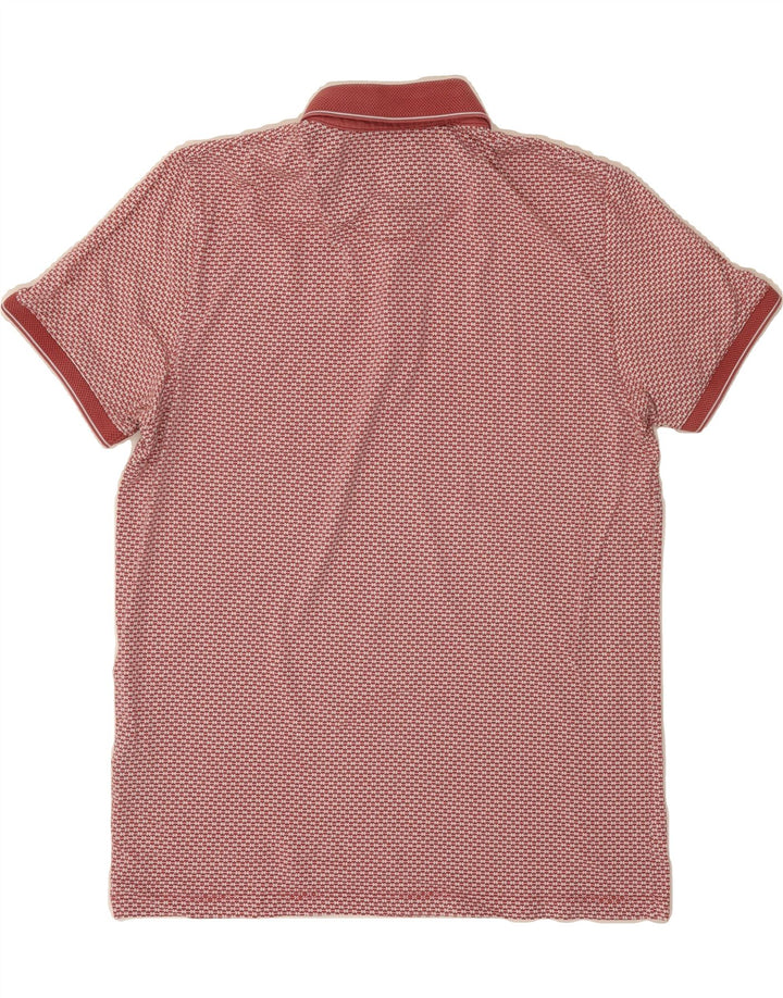 TED BAKER Mens Abstract Pattern Polo Shirt Size 4 Large Red Geometric Vintage Ted Baker and Second-Hand Ted Baker from Messina Hembry 