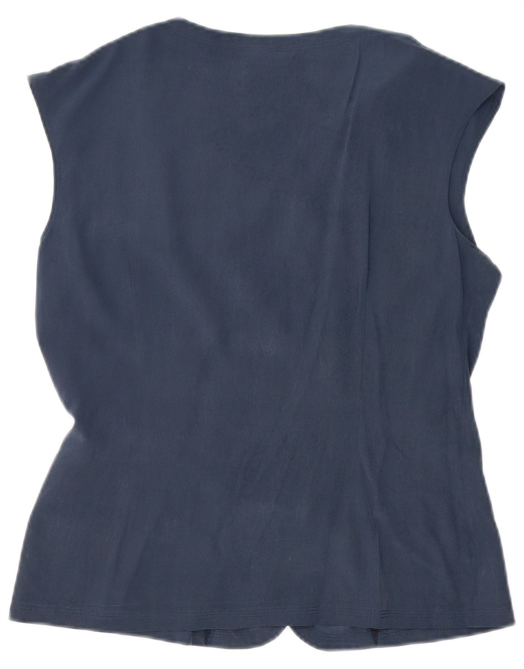 Altavilla Womens Sleeveless Shirt Blouse UK 10 Small Navy Blue Silk