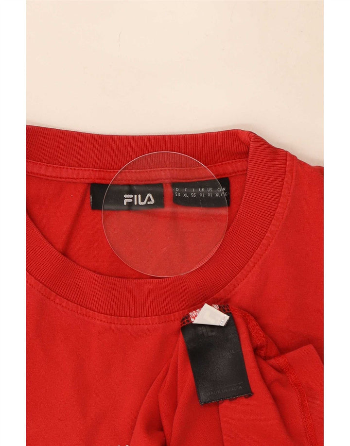 Fila Mens Graphic T-Shirt Top XL Red Cotton