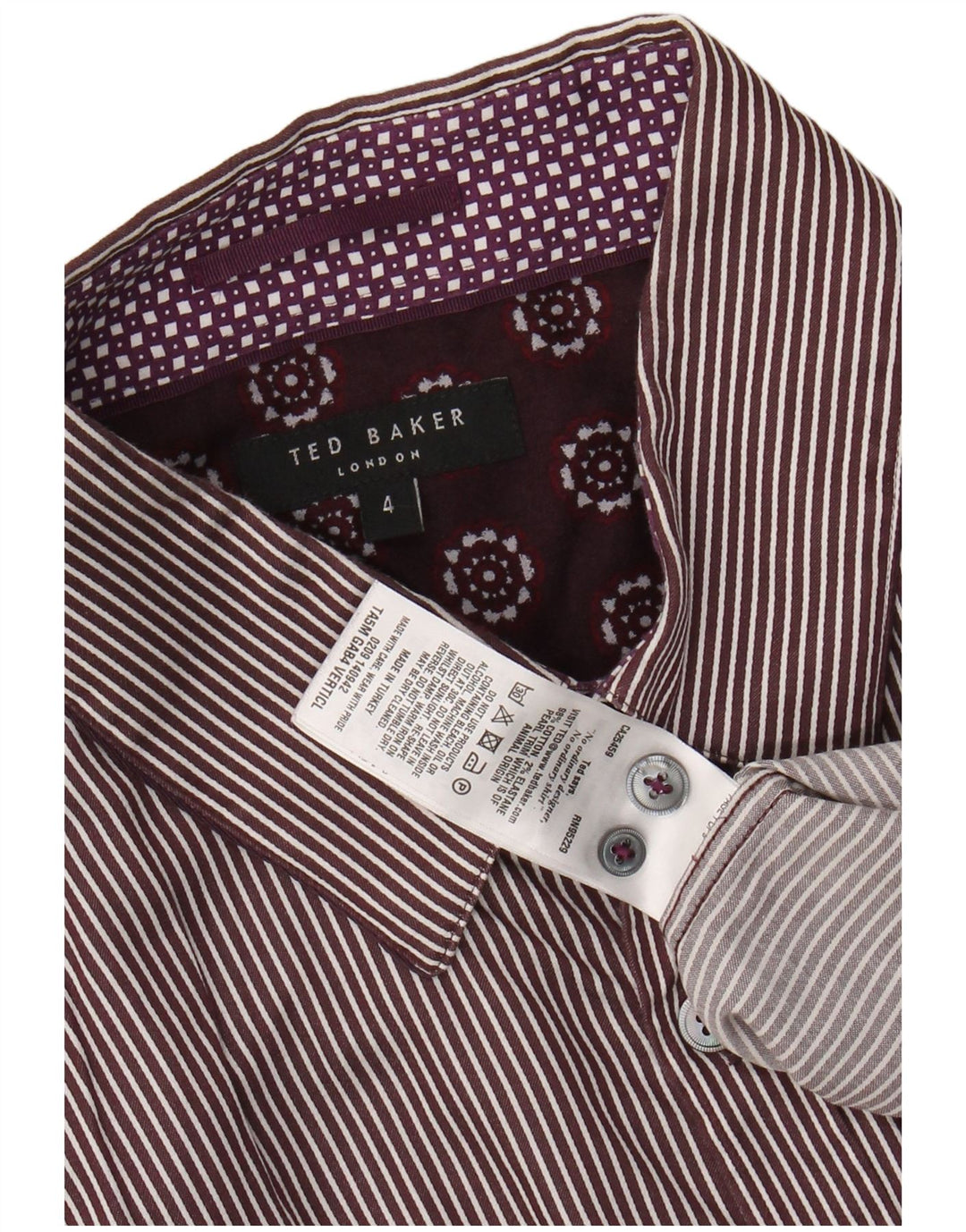 TED BAKER Mens Shirt Size 4 Large Purple Pinstripe Cotton