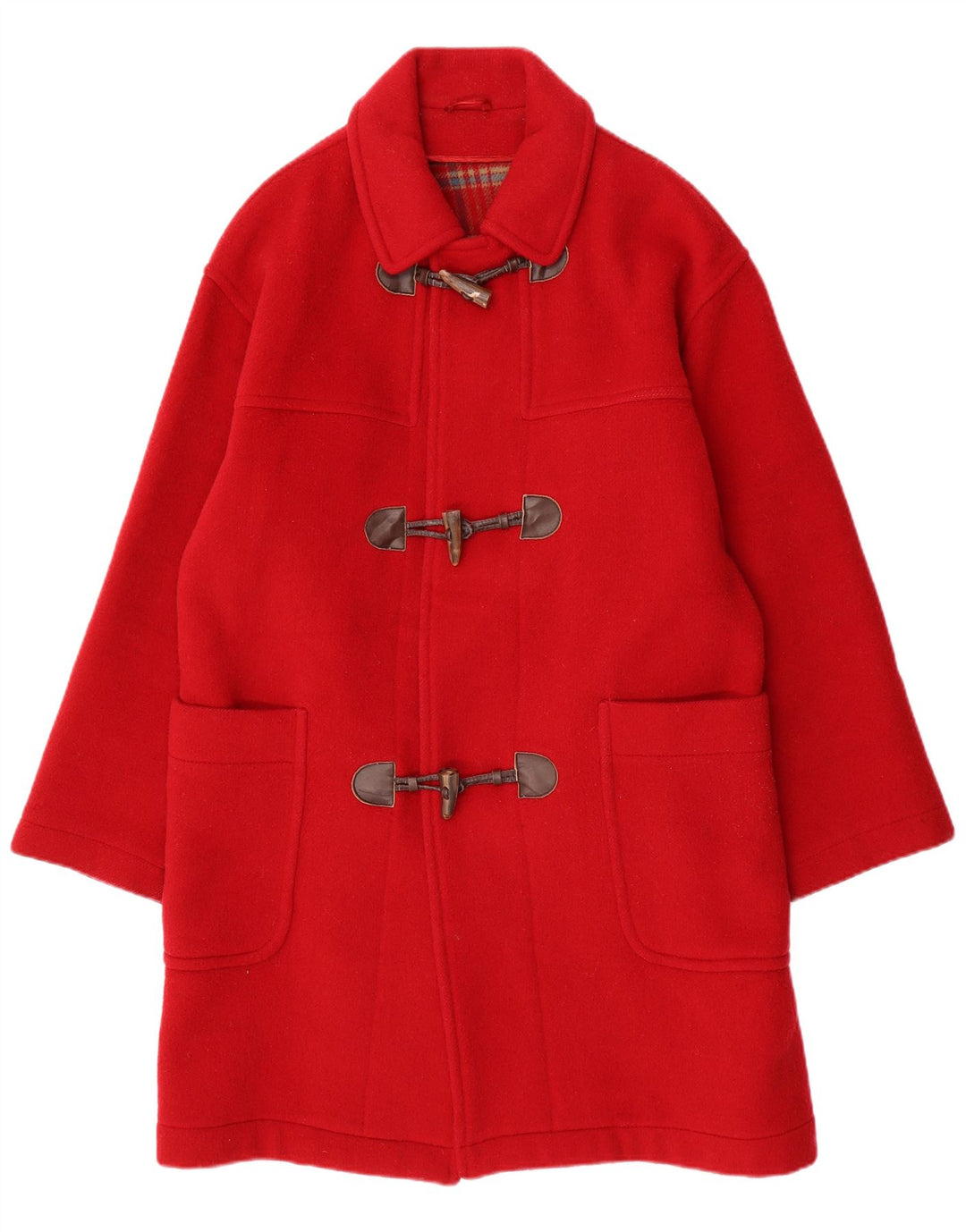 VINTAGE Womens Duffle Coat IT 48 XL Red Wool