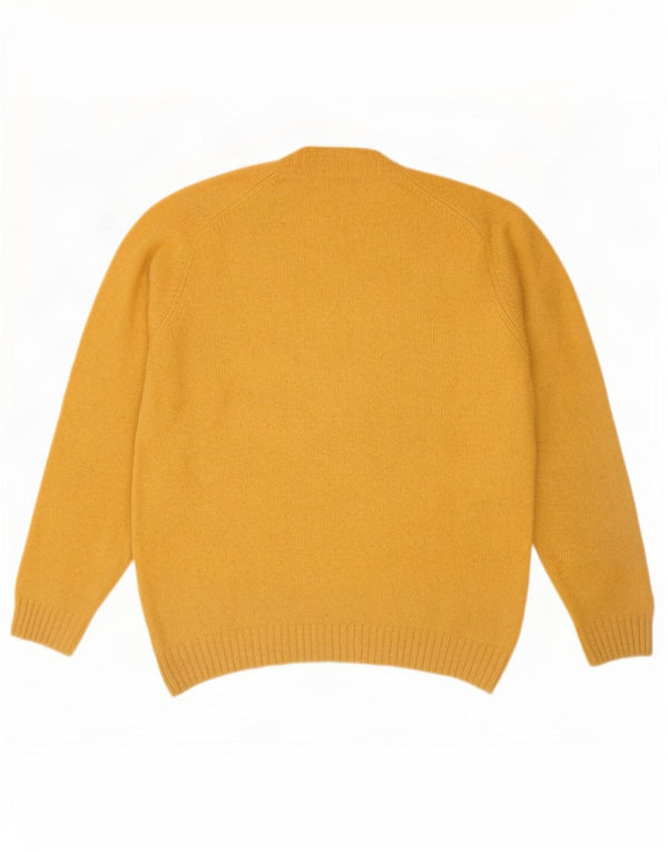 Zara Mens Crew Neck Jumper Sweater XL Yellow Wool