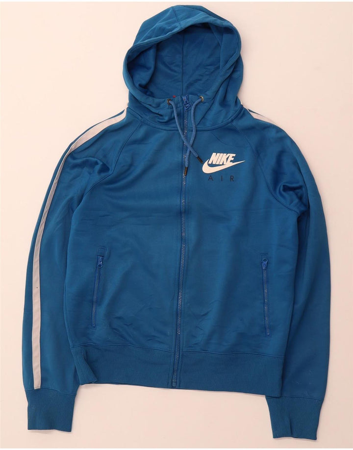 NIKE Mens Zip Hoodie Sweater Small Blue Polyester