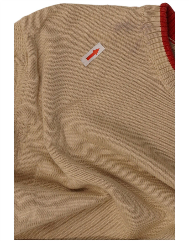 Sergio Tacchini Mens Crew Neck Jumper Sweater Medium Beige Cotton