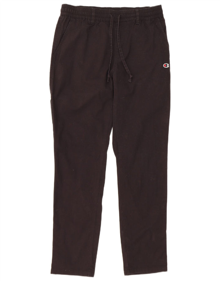 CHAMPION Mens Tapered Casual Trousers Small  Black Check Cotton