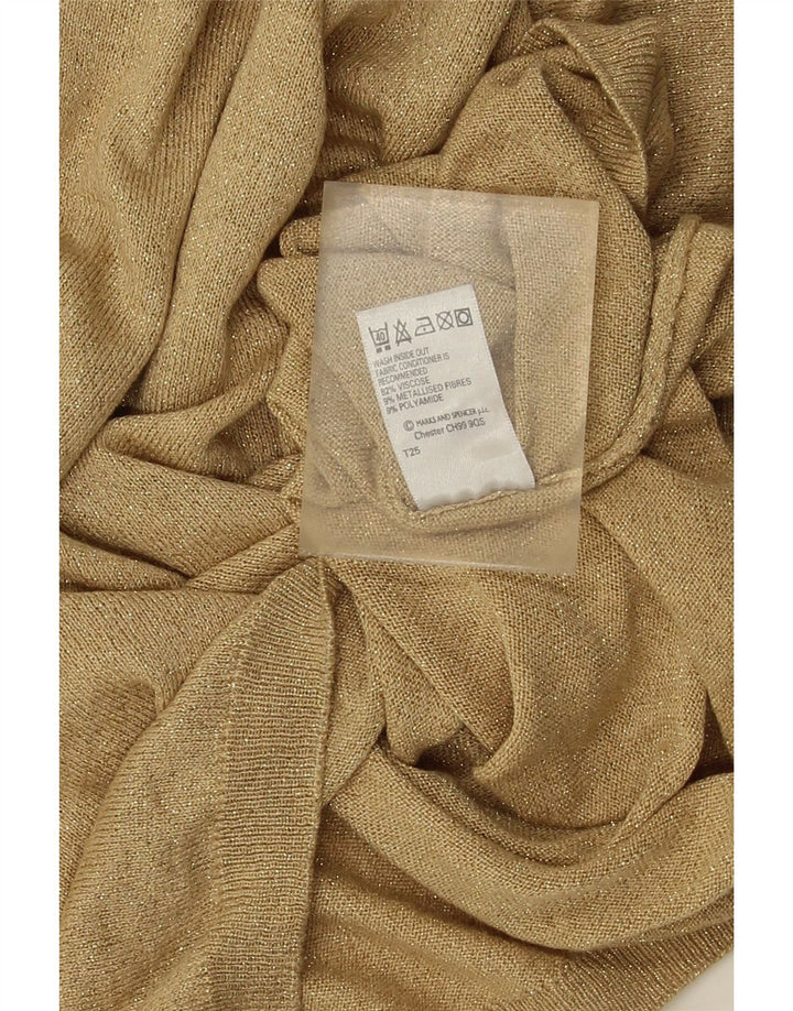 Marks & Spencer Womens Roll Neck Jumper Sweater UK 14 Large Gold Flecked