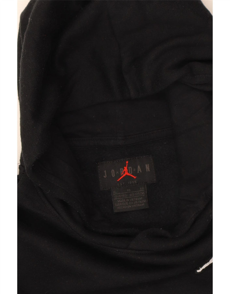 JORDAN Boys Hoodie Jumper 13-14 Years XL Black Cotton Vintage Jordan and Second-Hand Jordan from Messina Hembry 