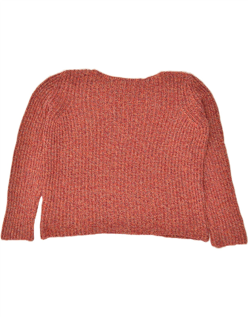 BENETTON Womens Crop Boat Neck Jumper Sweater UK 14 Medium Red Flecked | Vintage Benetton | Thrift | Second-Hand Benetton | Used Clothing | Messina Hembry 