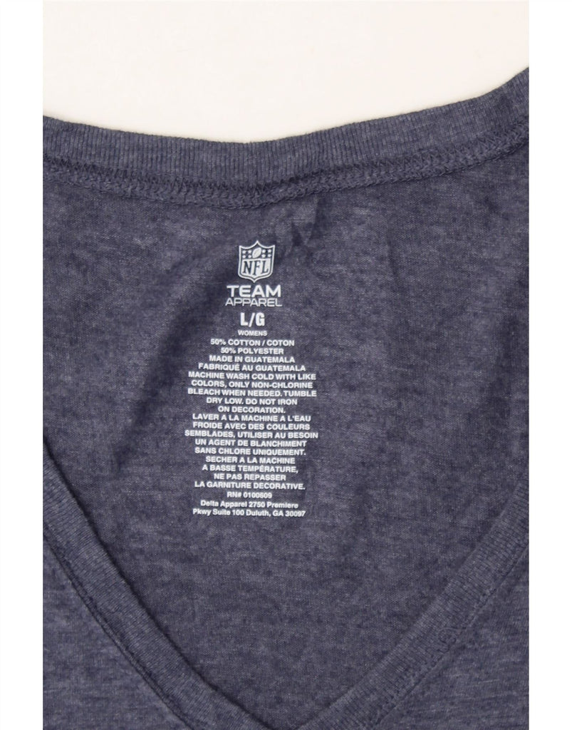 NFL TEAM APPAREL Womens Patriots Graphic T-Shirt Top UK 14 Large Blue Vintage NFL TEAM APPAREL and Second-Hand NFL TEAM APPAREL from Messina Hembry 