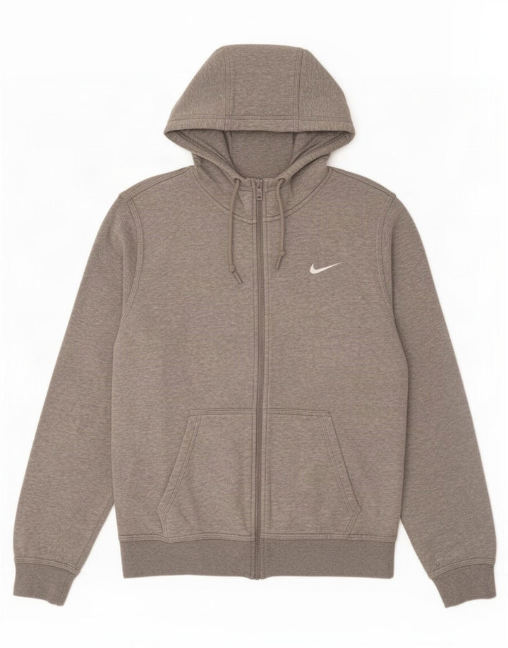 Nike Mens Zip Hoodie Sweater Small Grey Flecked Cotton