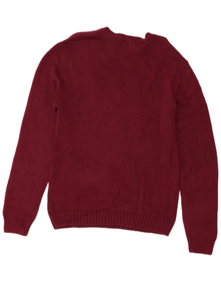 Chaps Mens Regular Fit Crew Neck Jumper Sweater Medium Burgundy Cotton