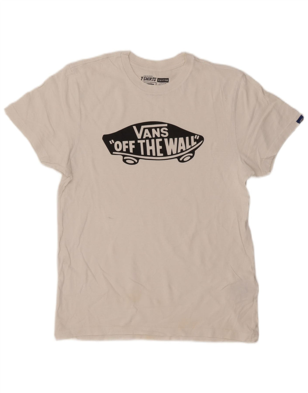 Vans Mens Custom Fit Graphic T-Shirt Top Medium White Cotton