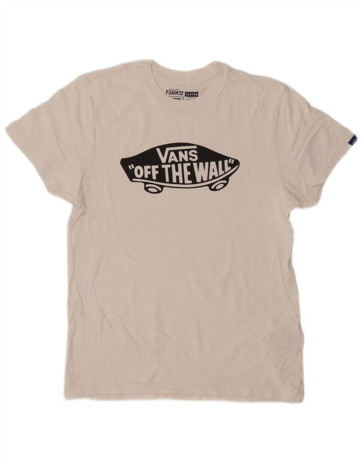 Vans Mens Custom Fit Graphic T-Shirt Top Medium White Cotton