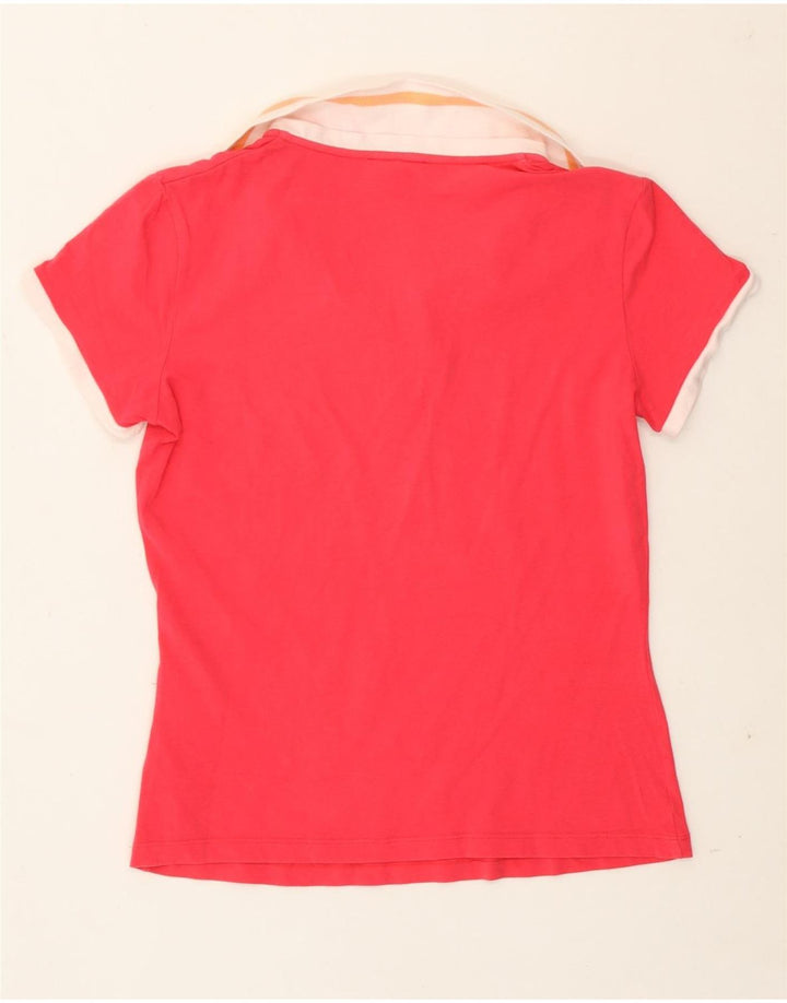 Sergio Tacchini Womens Polo Shirt IT 44 Medium Pink Cotton